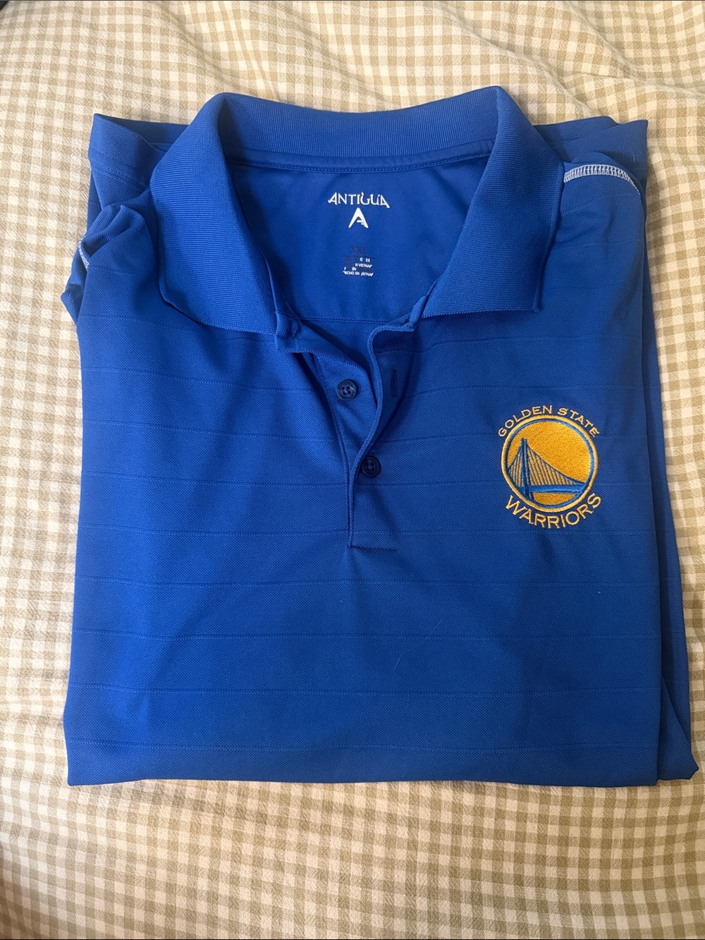 Antigua Blue Golden State Warriors Polo with Embroidered Logo